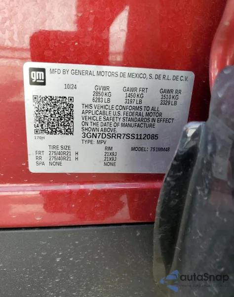 2025 Chevrolet Equinox Rs из США, поврежденный, VIN 3GN7DSRR7SS112085